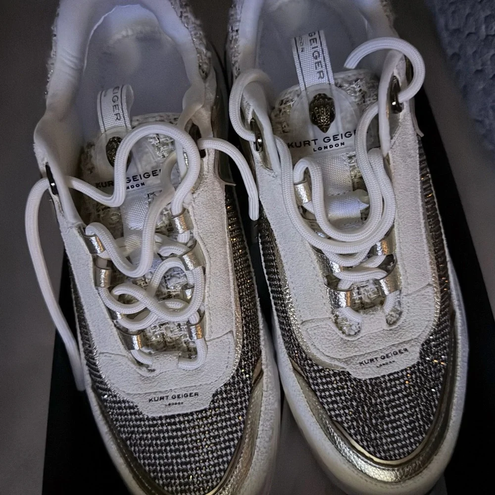 Kurt Geiger White and Gold Sneakers - Picture 11 of 11